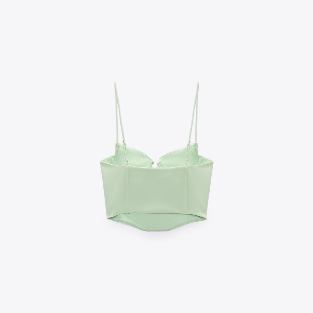 Mint Green Corset Top Crop Top Blouse - Picture 5 of 7